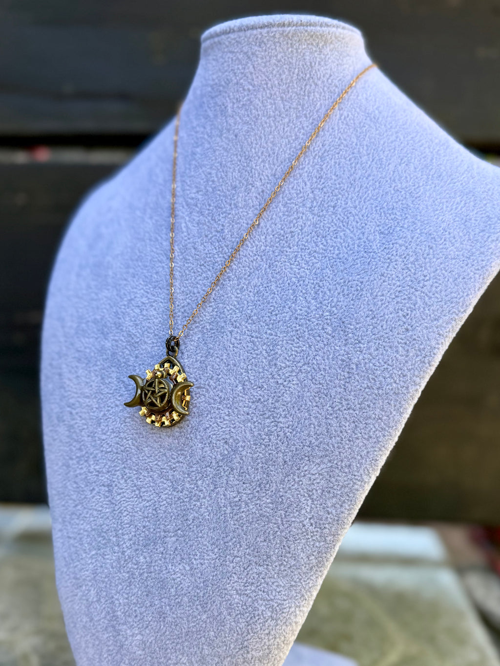 Gender-Neutral Pentagram Moon Necklace
