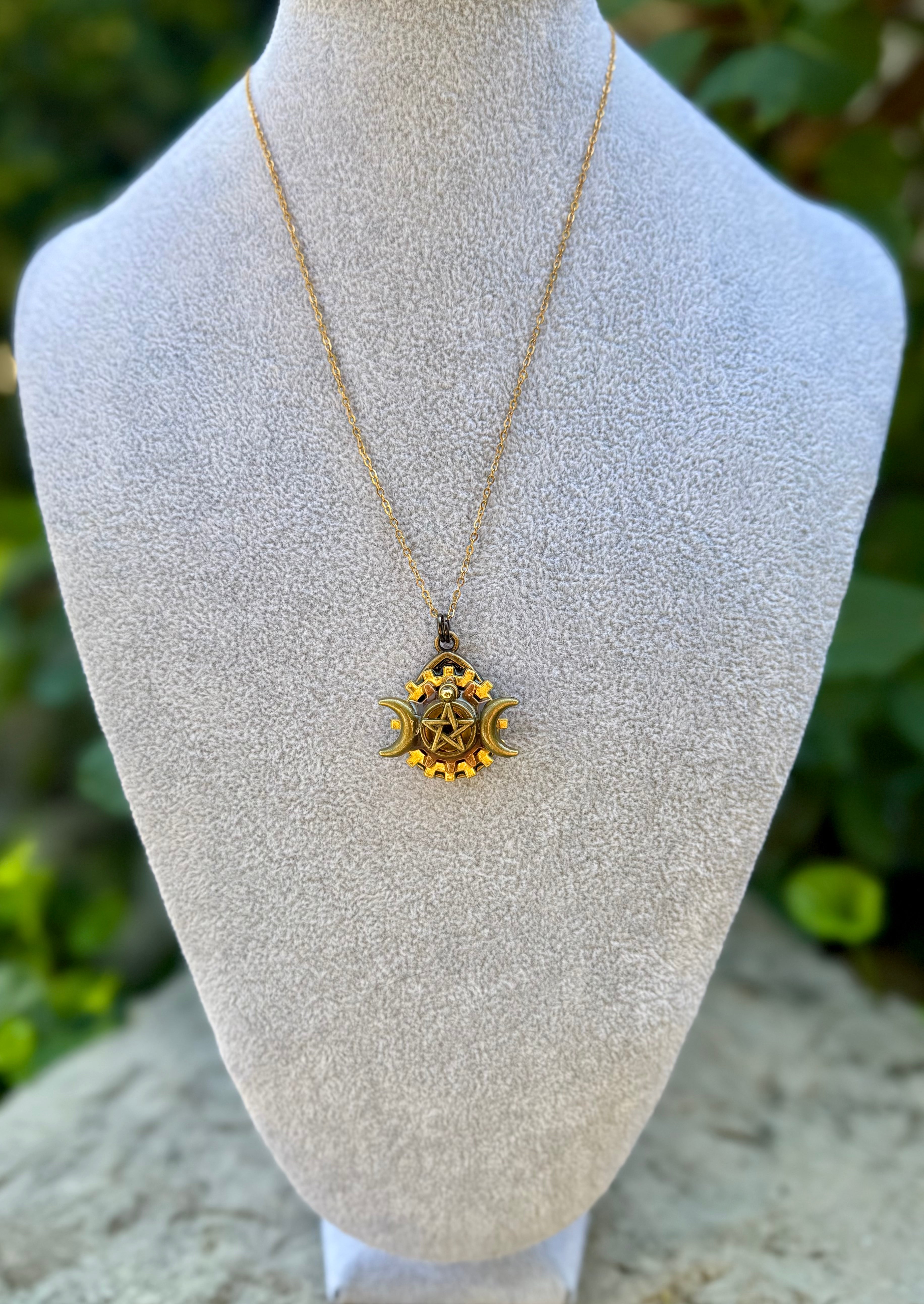Gender-Neutral Pentagram Moon Necklace