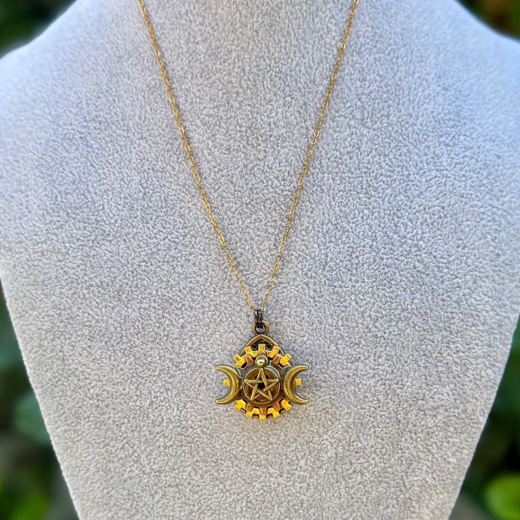 Gender-Neutral Pentagram Moon Necklace