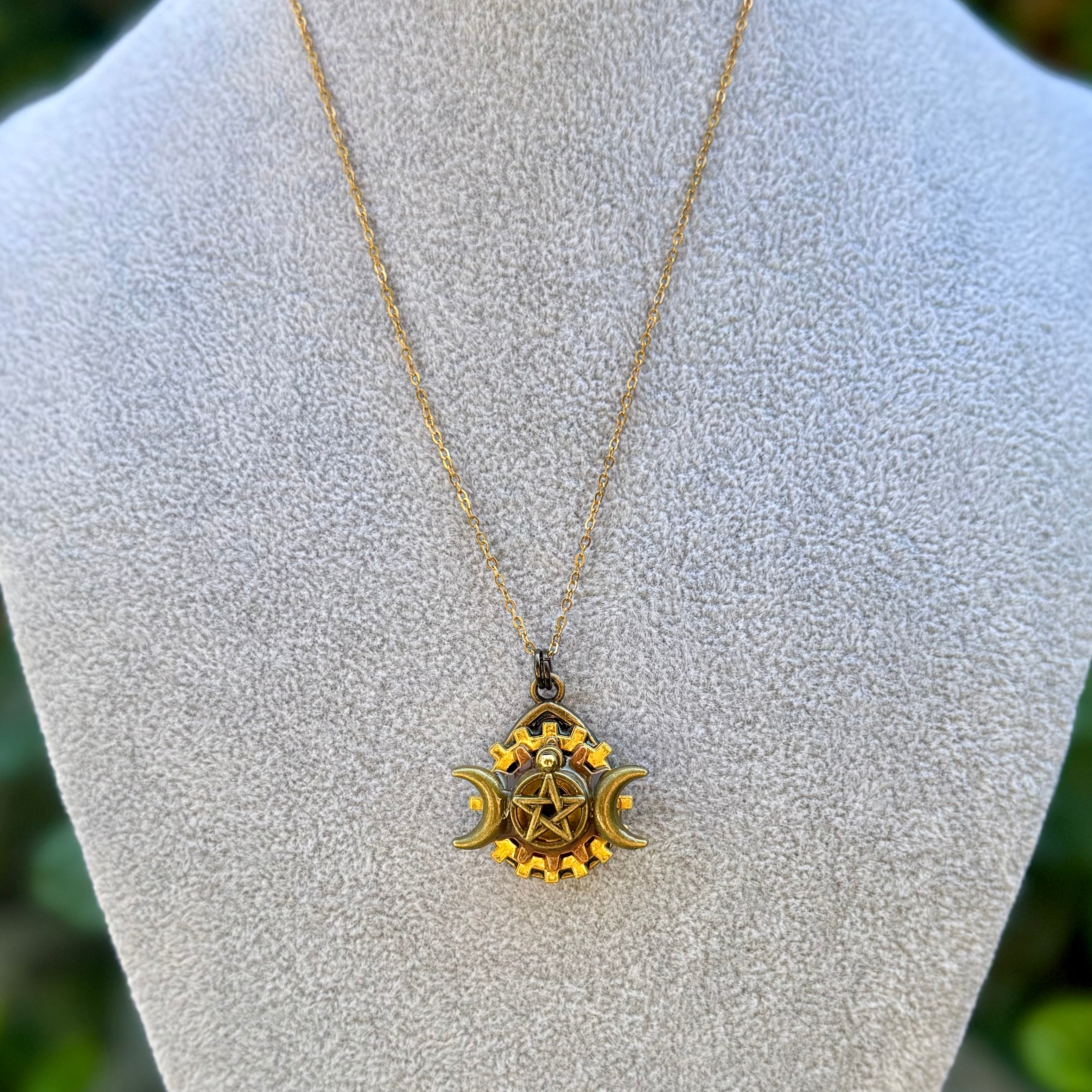 Gender-Neutral Pentagram Moon Necklace