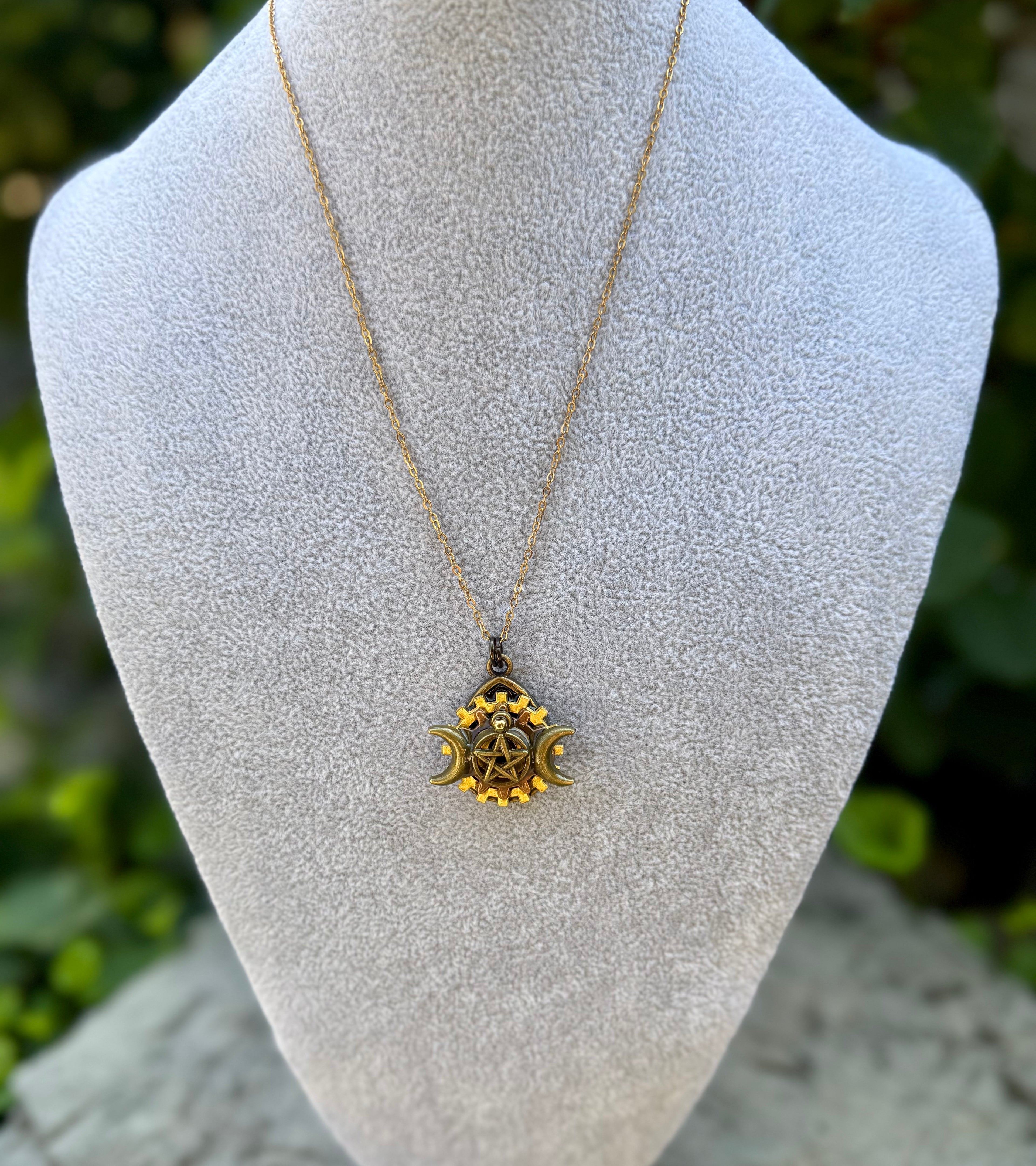 Gender-Neutral Pentagram Moon Necklace