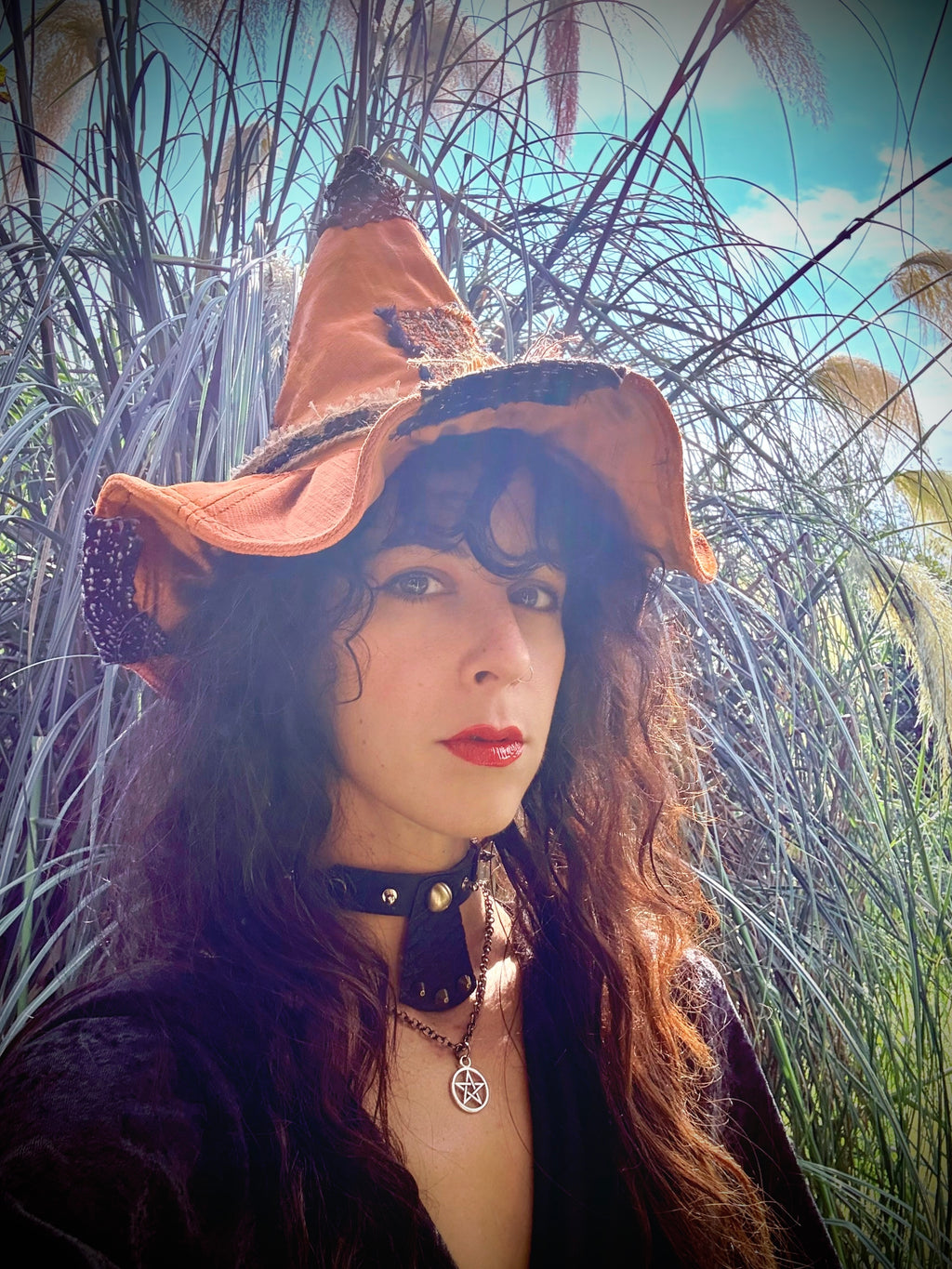 Velvet Patched Witch Wizard Hat