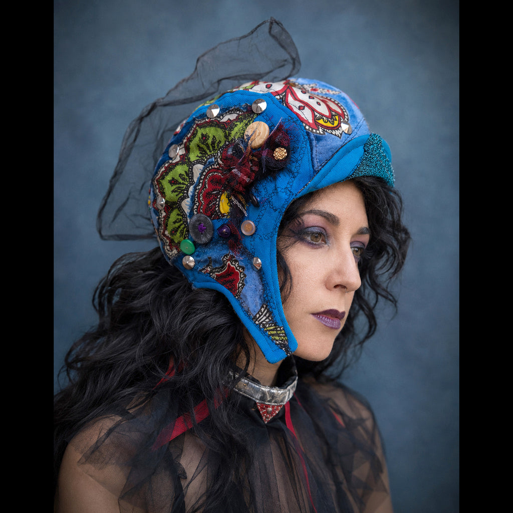 Postapocalyptic Circus Aviator Hat with Crest