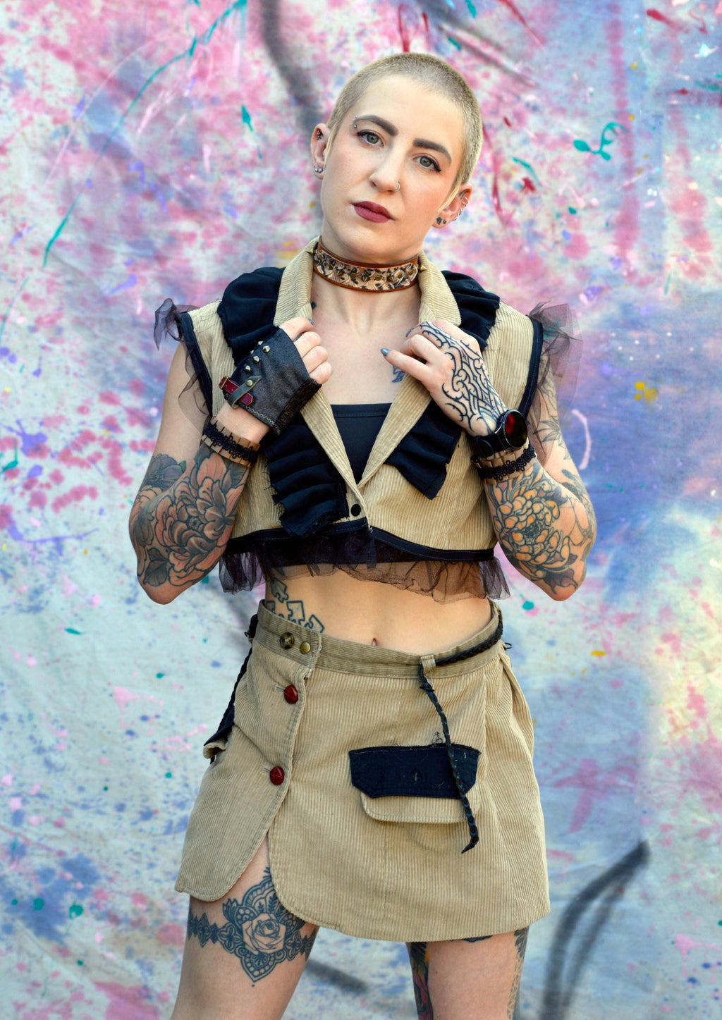 Corduroy Vest And Skirt Combo