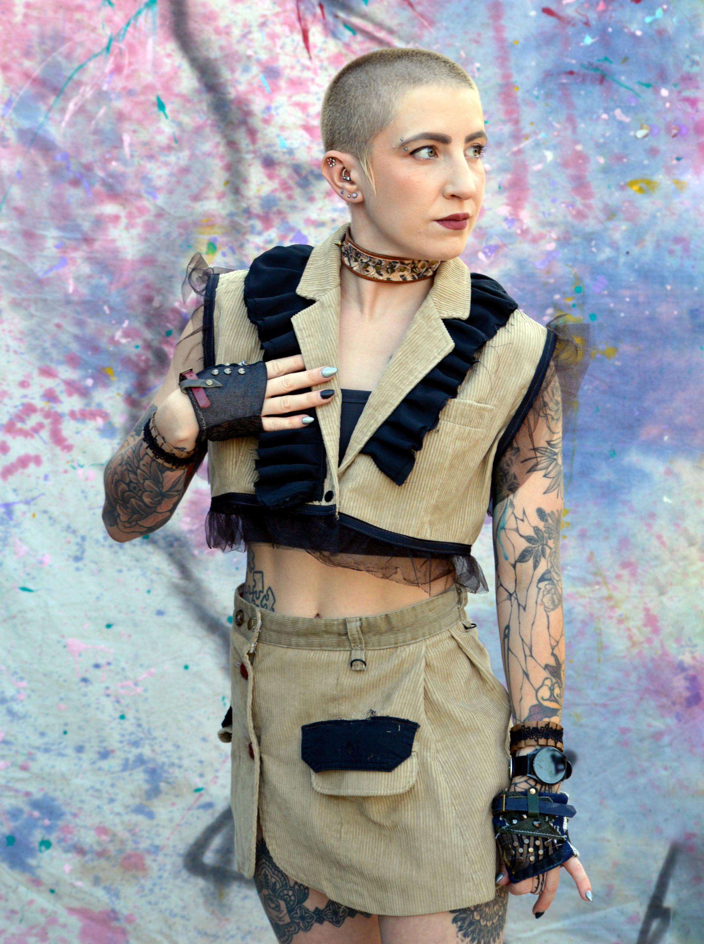 Corduroy Vest And Skirt Combo