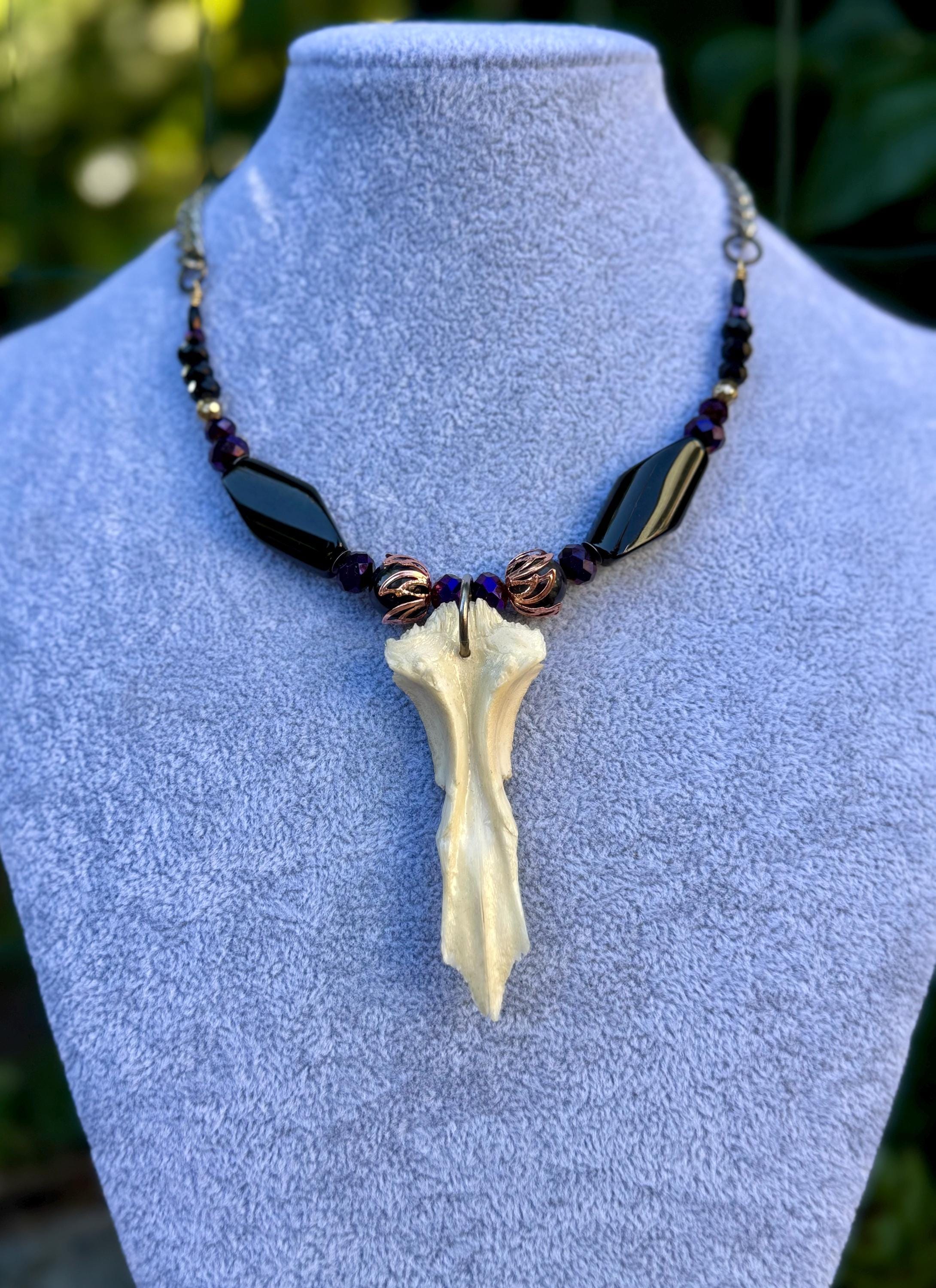 Gender-Neutral Beaded Necklace with Found Bone