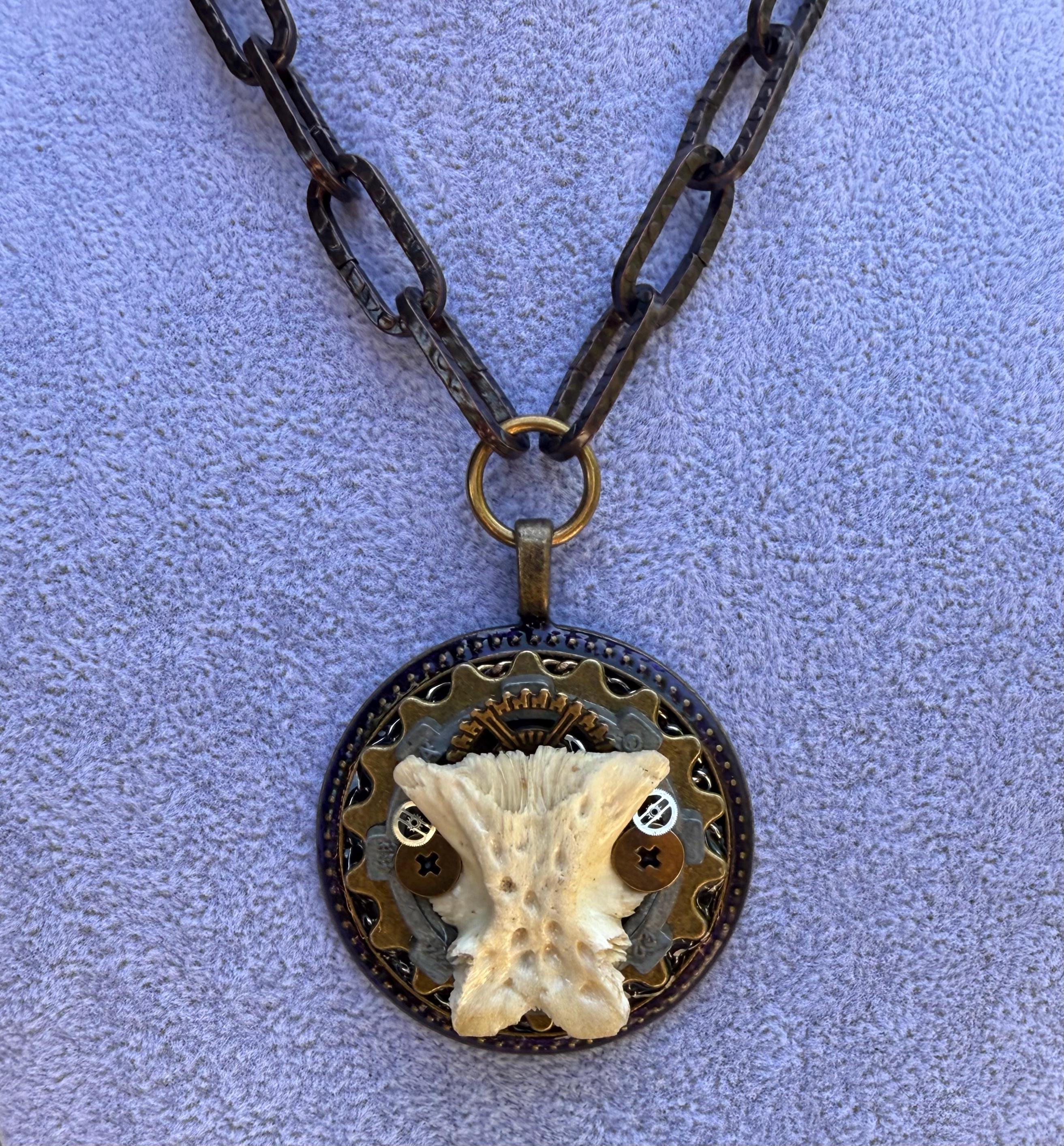 Gender-Neutral Chain Necklace with Bone Pendant