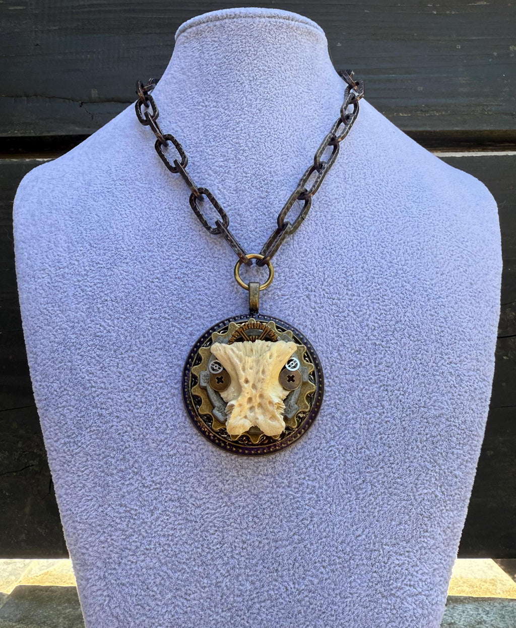 Gender-Neutral Chain Necklace with Bone Pendant