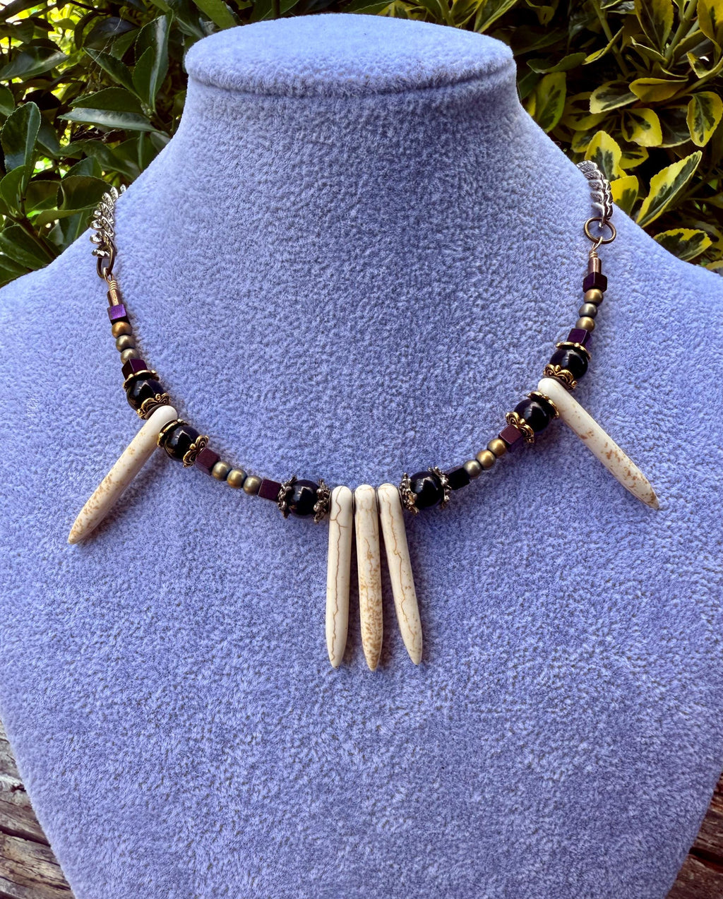 Gender-Neutral Beaded Necklace with Howlite Stone