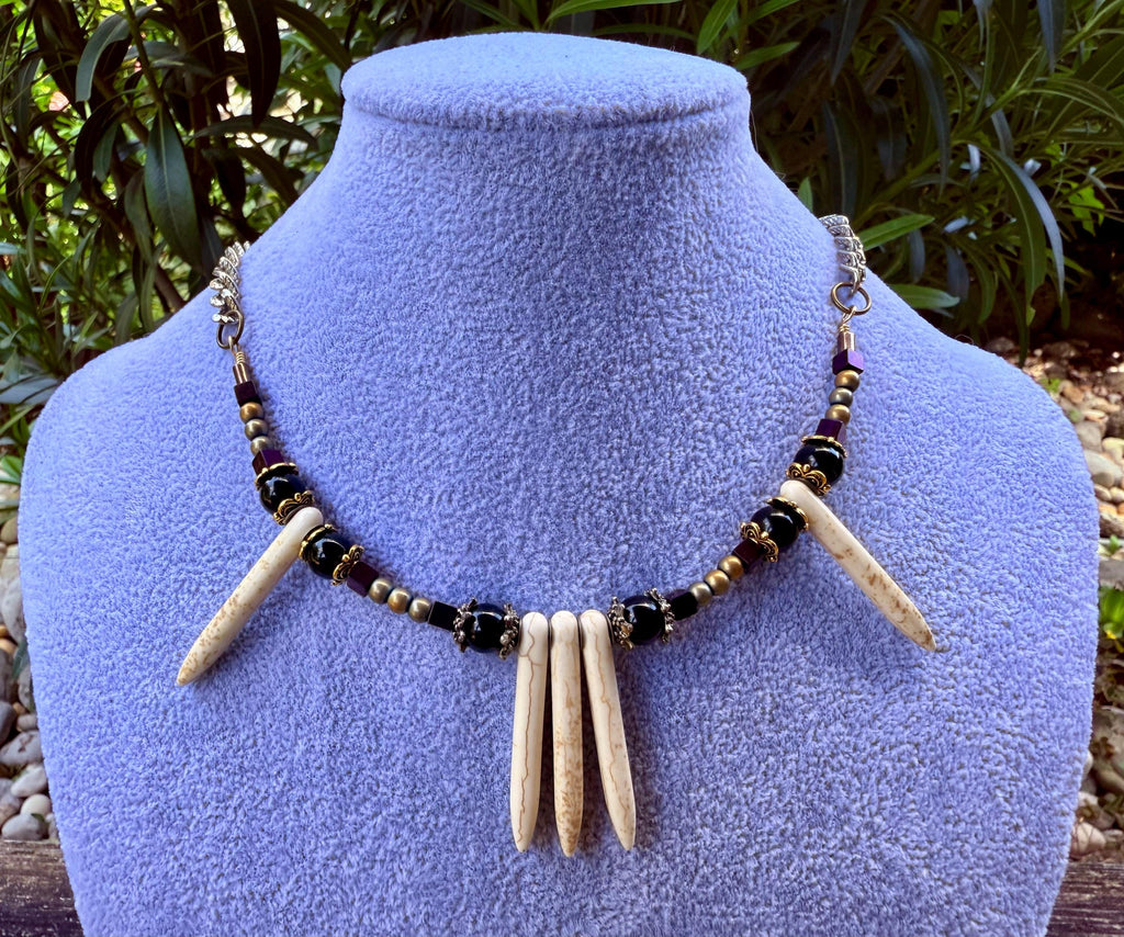 Gender-Neutral Beaded Necklace with Howlite Stone