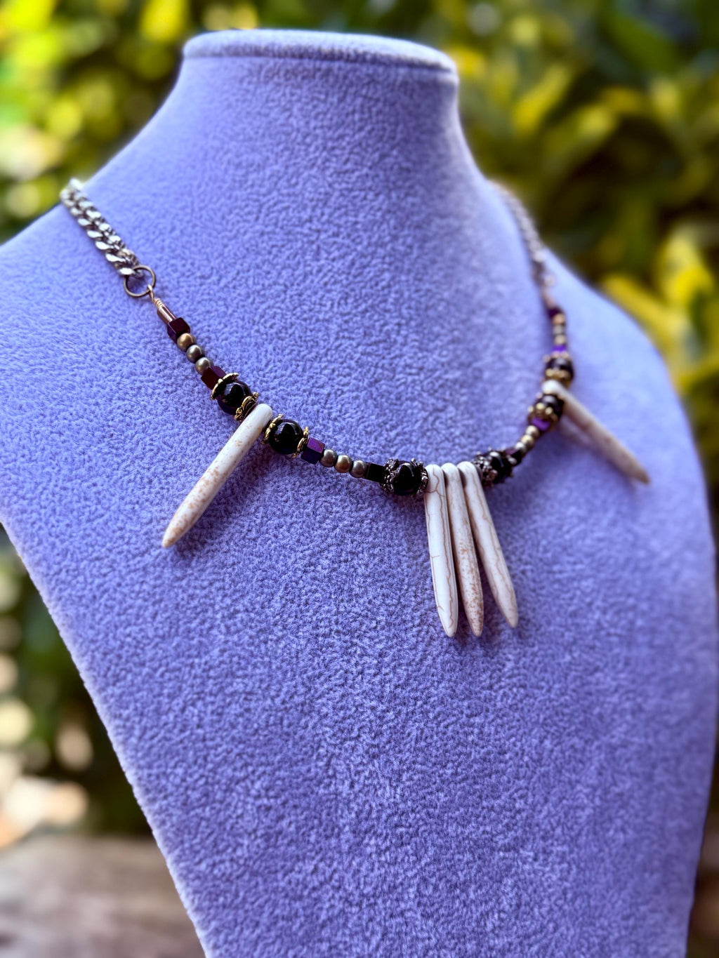 Gender-Neutral Beaded Necklace with Howlite Stone