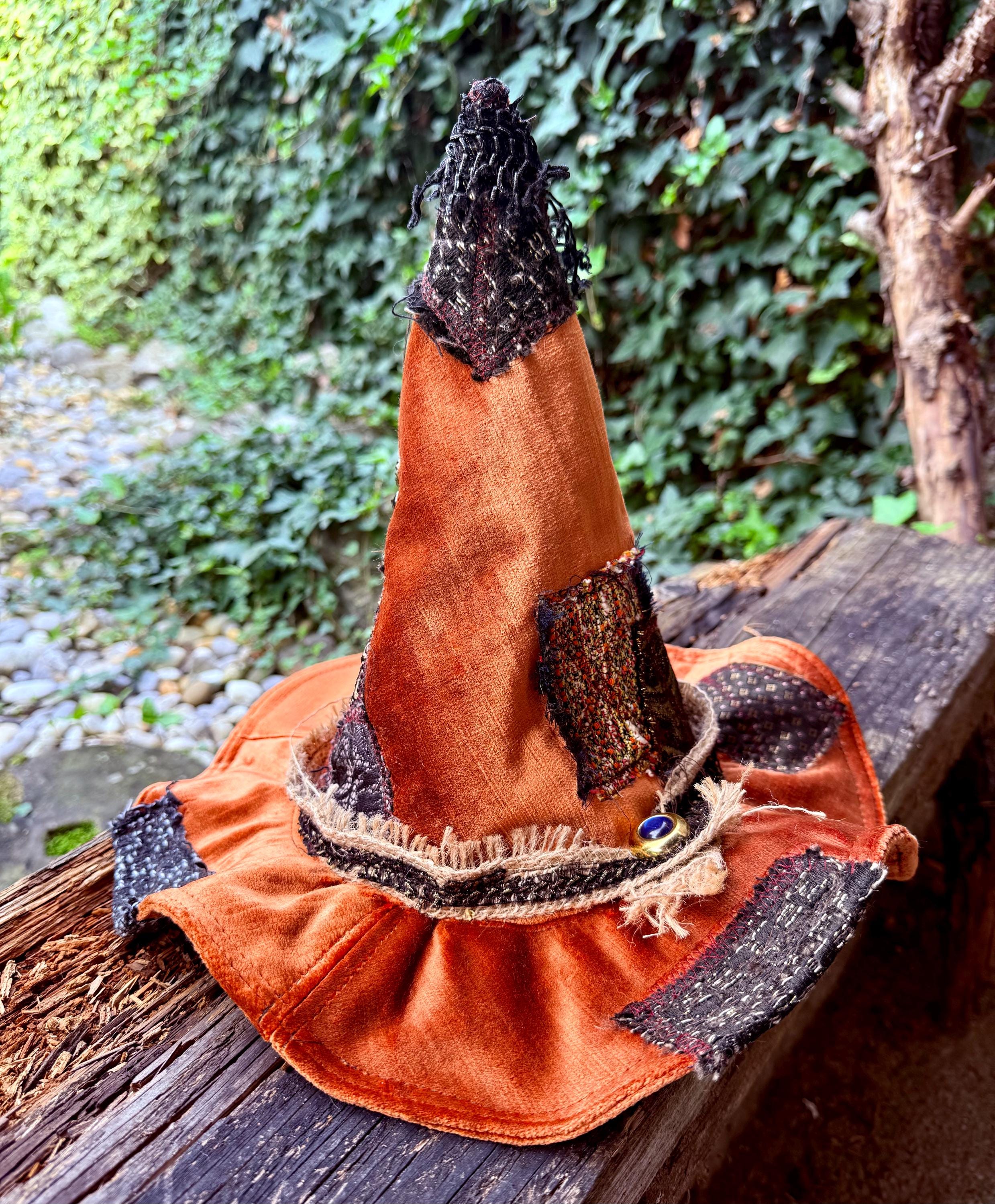 Velvet Patched Witch Wizard Hat