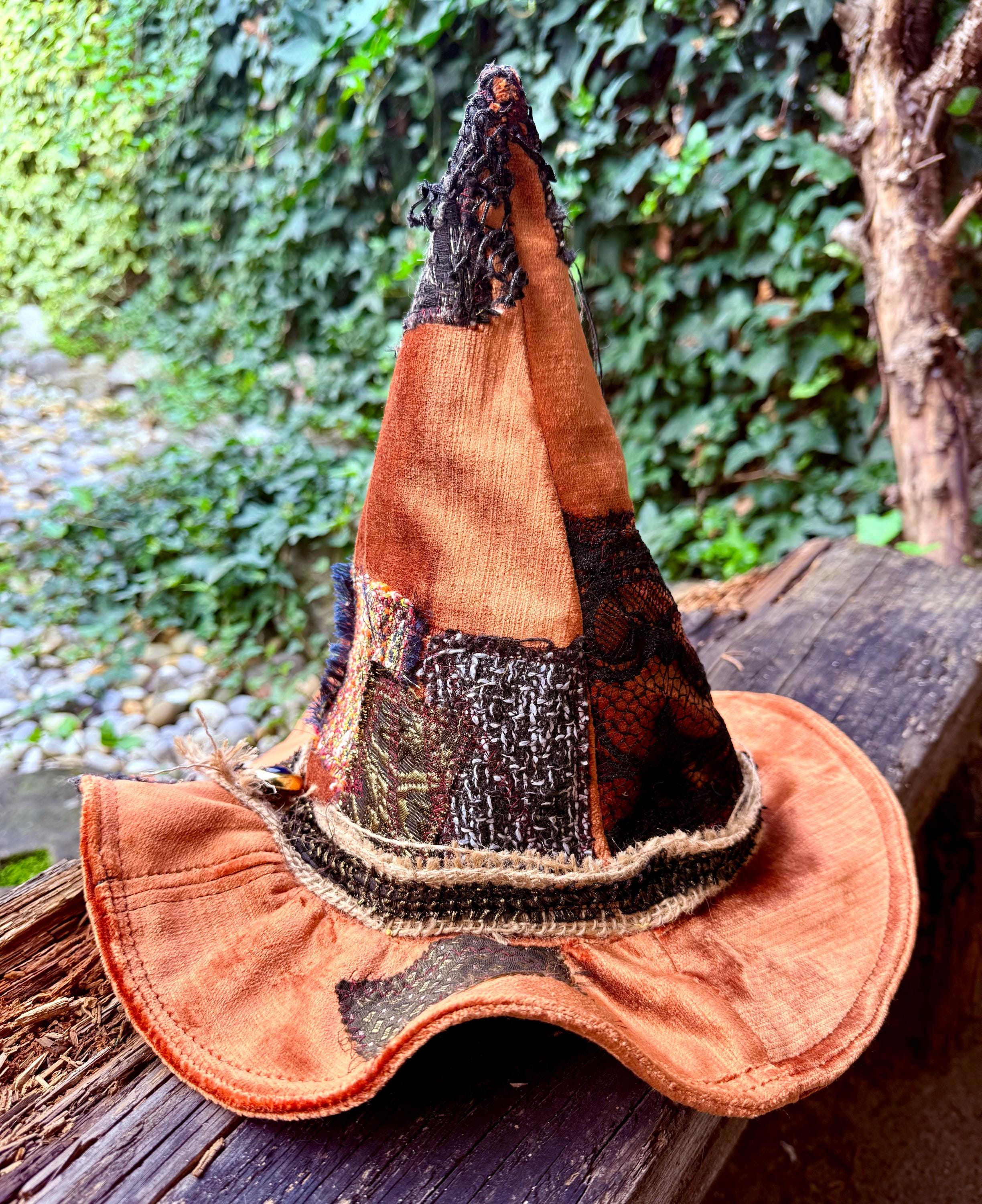 Velvet Patched Witch Wizard Hat