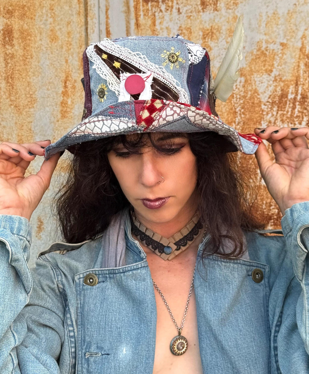 Denim Patched Bucket Hat