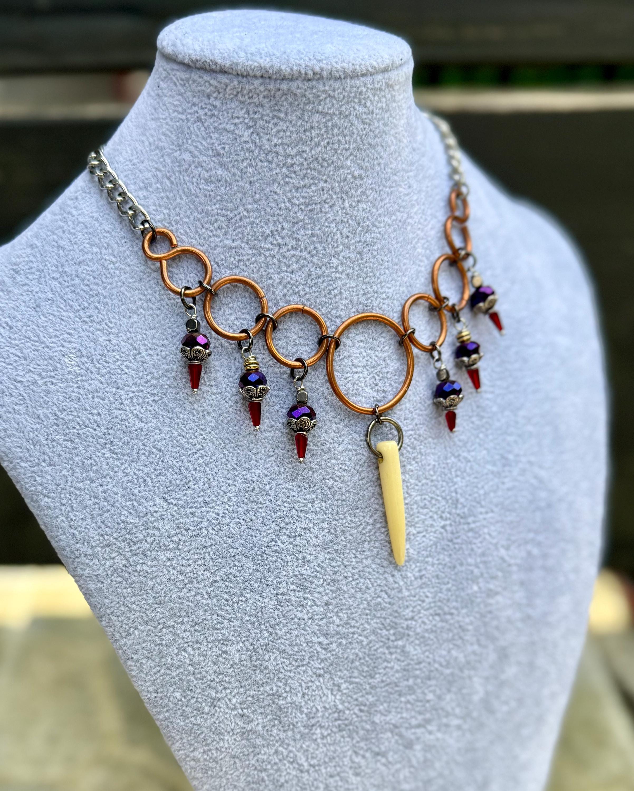Gender-Neutral Beaded Horn Necklace
