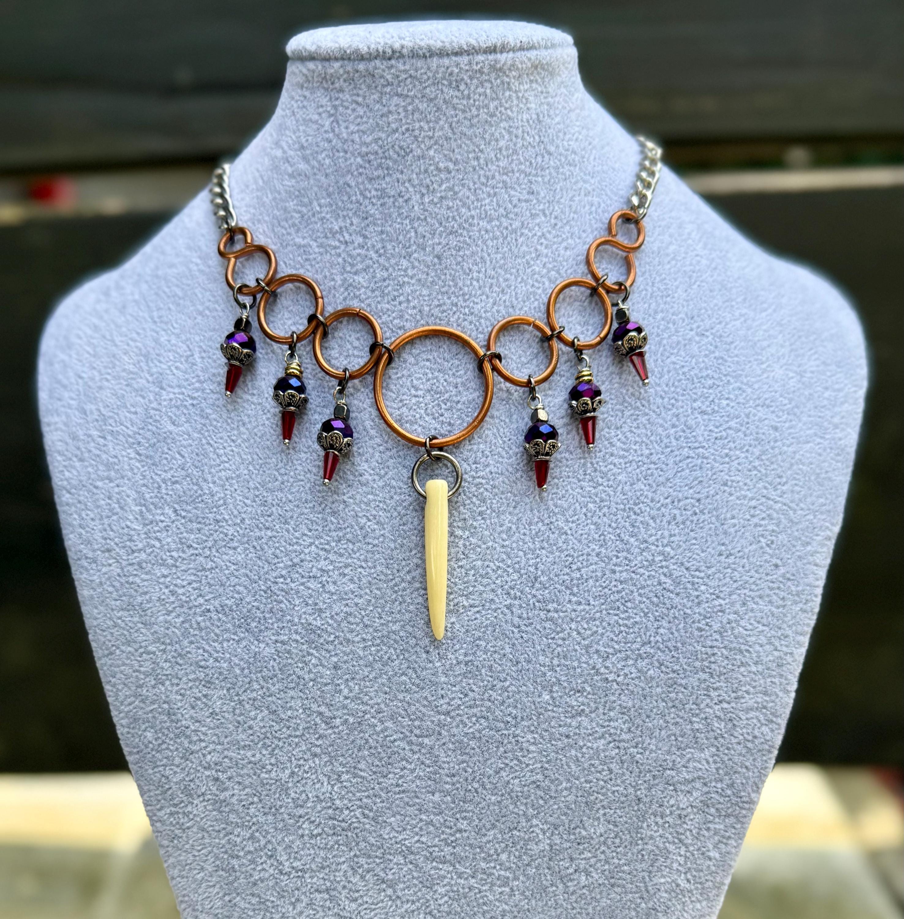 Gender-Neutral Beaded Horn Necklace