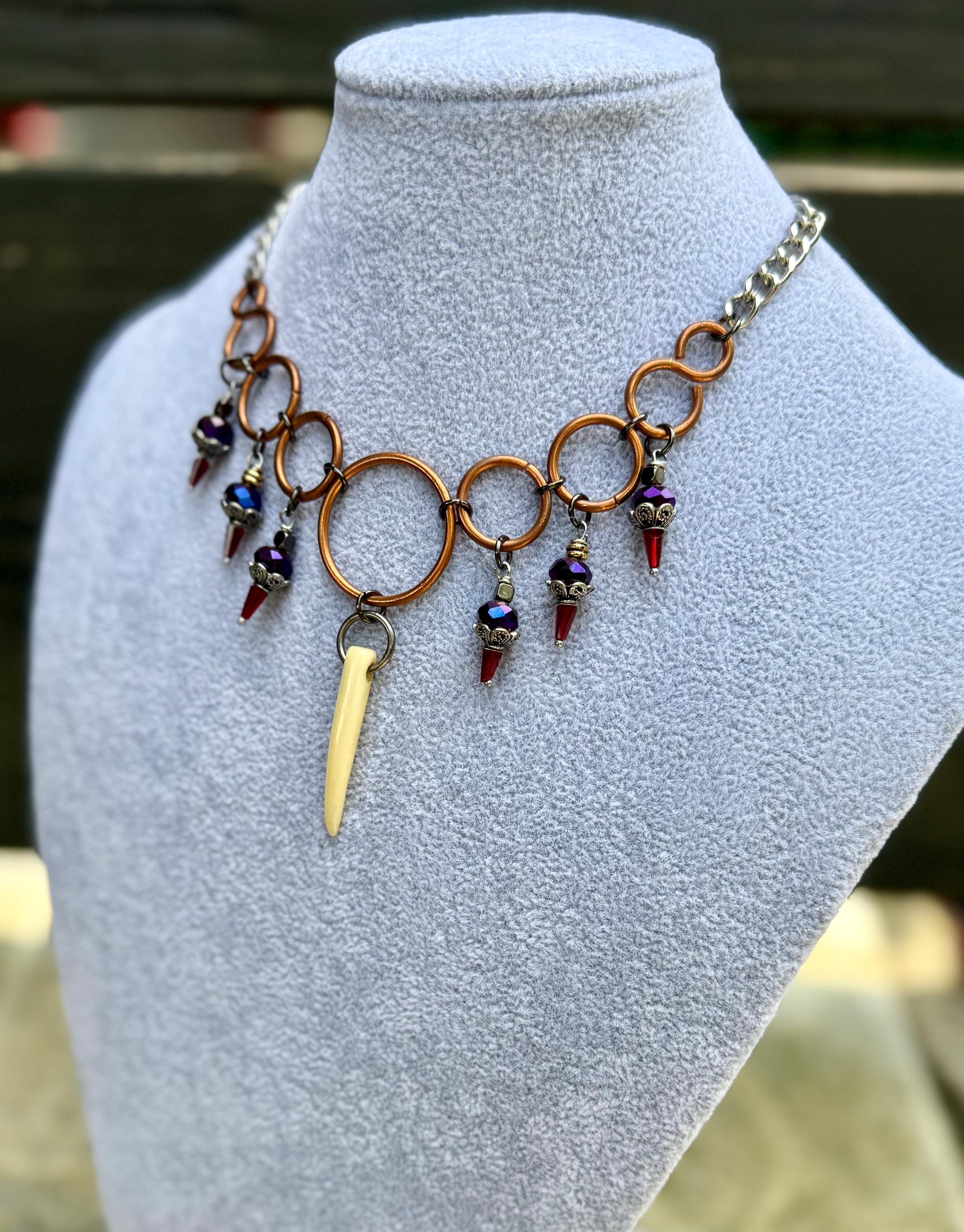 Gender-Neutral Beaded Horn Necklace