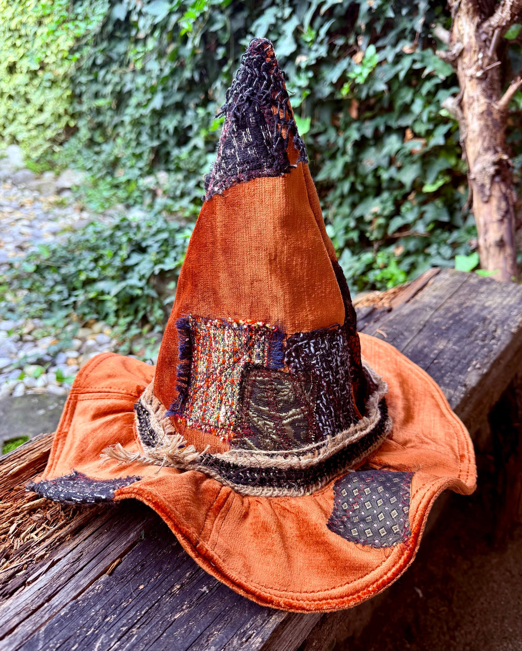 Velvet Patched Witch Wizard Hat