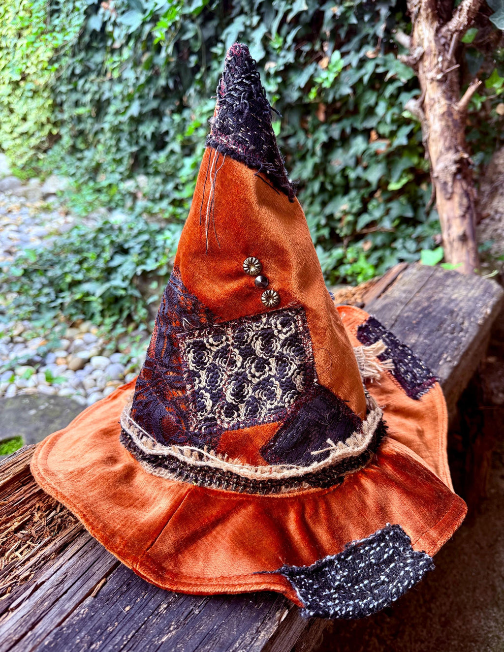 Velvet Patched Witch Wizard Hat