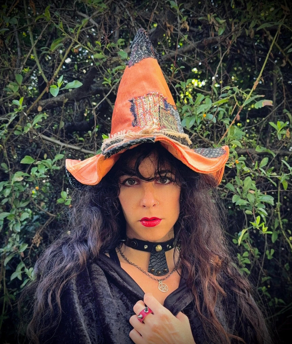 Velvet Patched Witch Wizard Hat